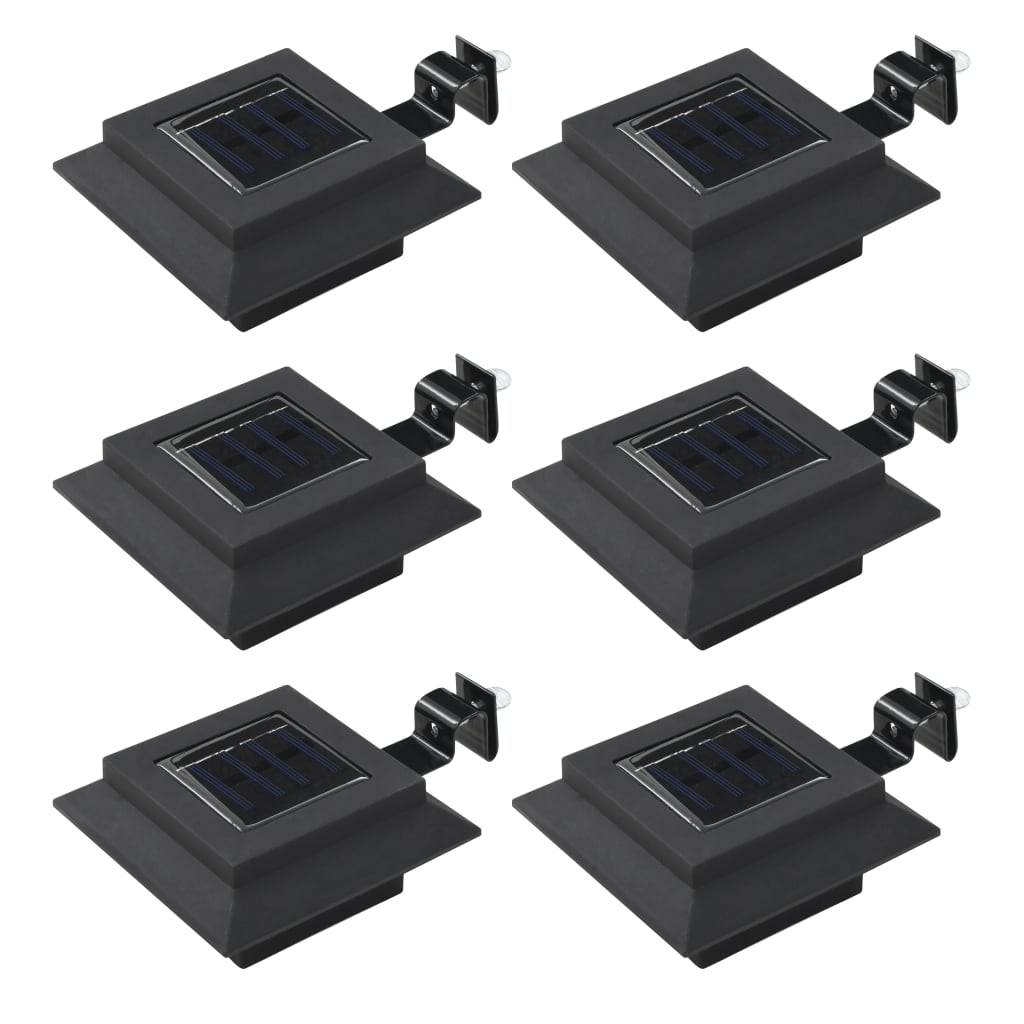 Candeeiro de exterior solar LED 6 pcs preto quadrado 12 cm