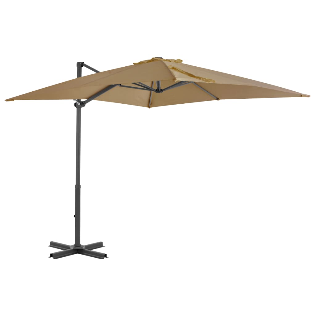 Guarda-sol cantilever c/ poste alumínio cinzento-acastanhado