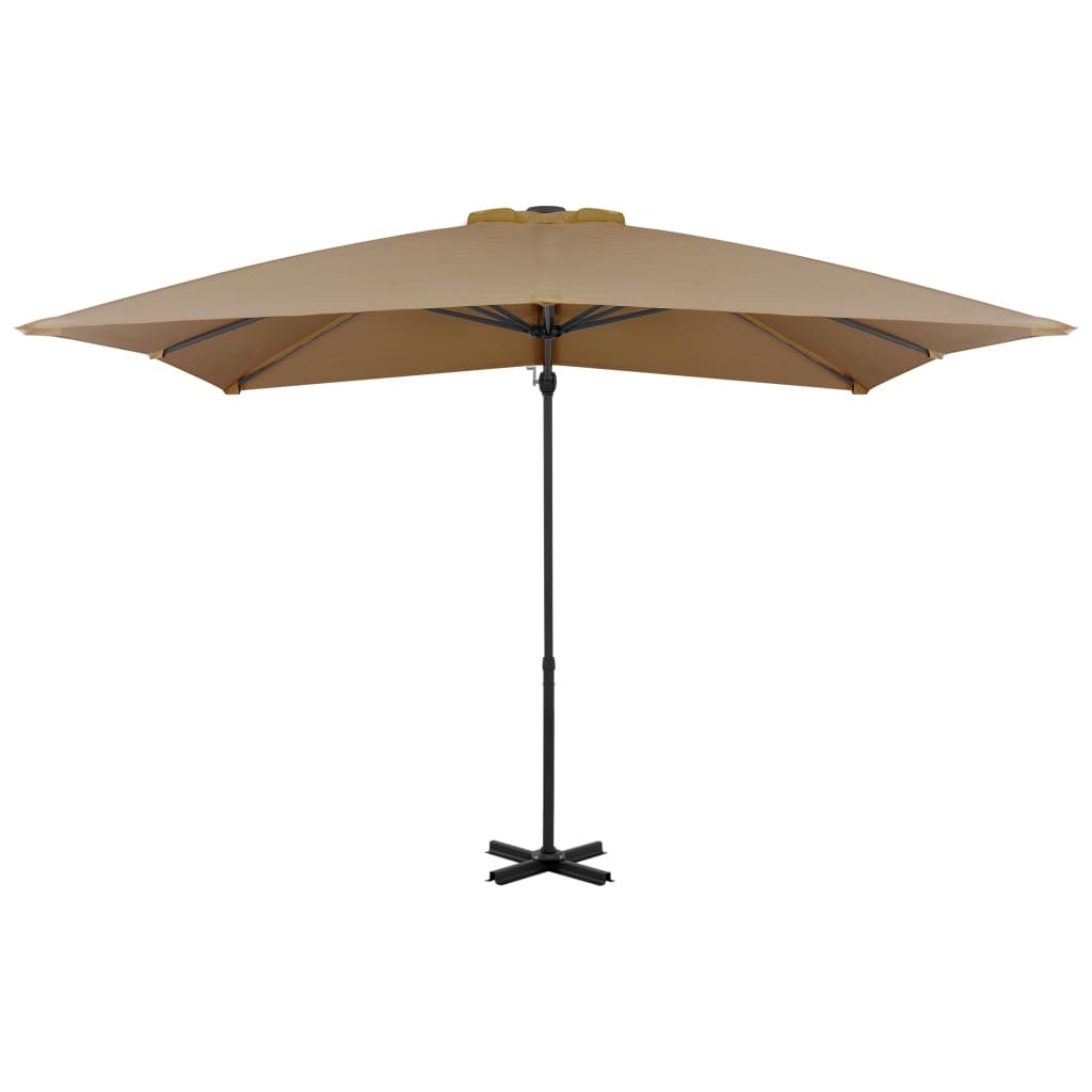 Guarda-sol cantilever c/ poste alumínio cinzento-acastanhado