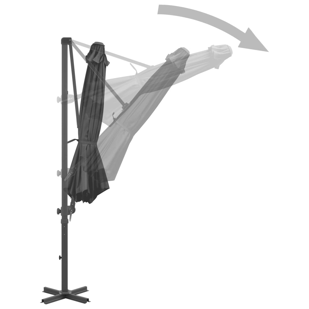 Guarda-sol cantilever com poste alumínio 300 cm antracite