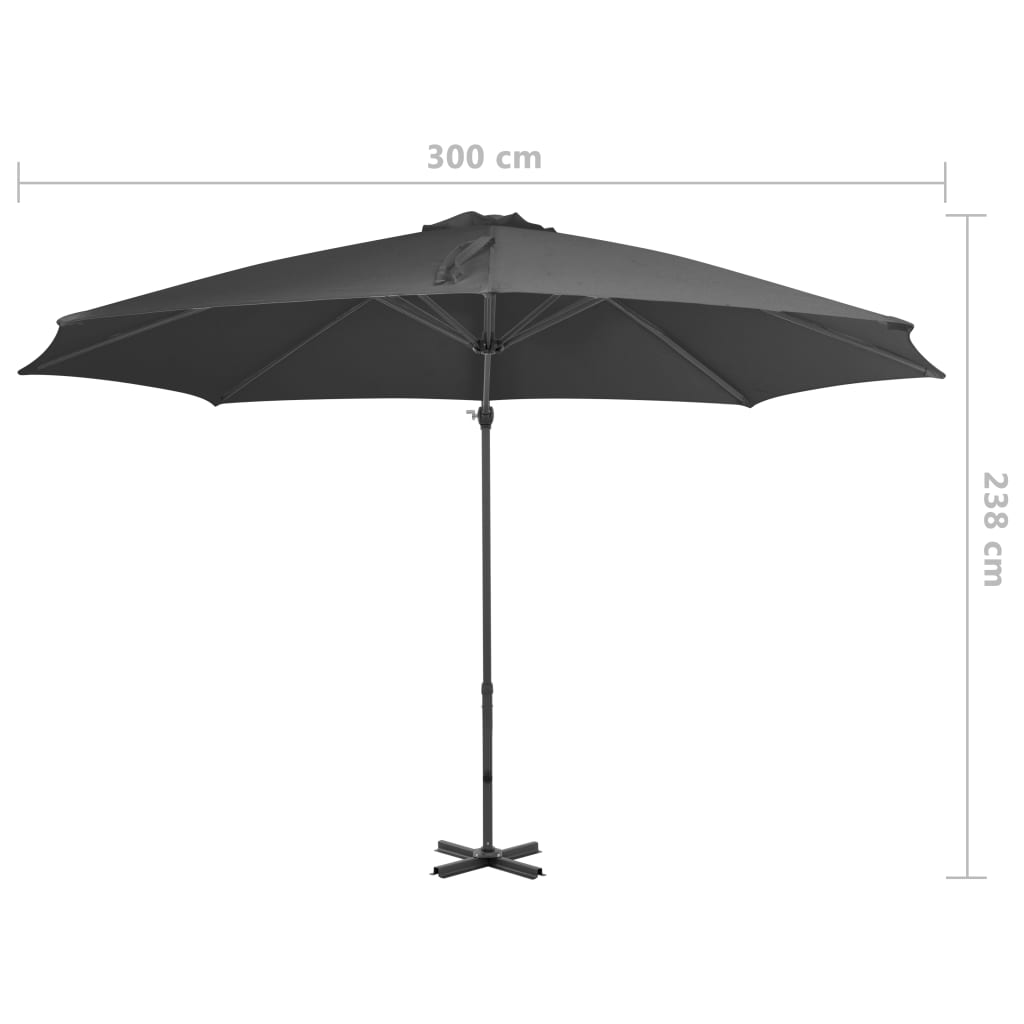 Guarda-sol cantilever com poste alumínio 300 cm antracite