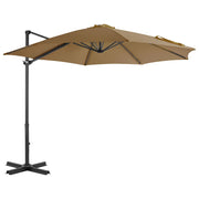 Guarda-sol cantilever c/ poste alumínio 300cm cinza-acastanhado