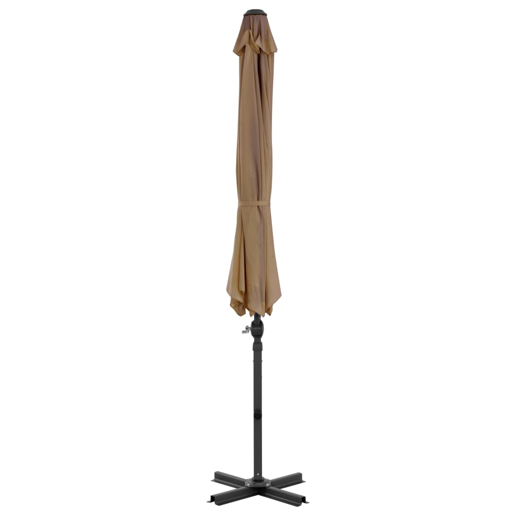 Guarda-sol cantilever c/ poste alumínio 300cm cinza-acastanhado