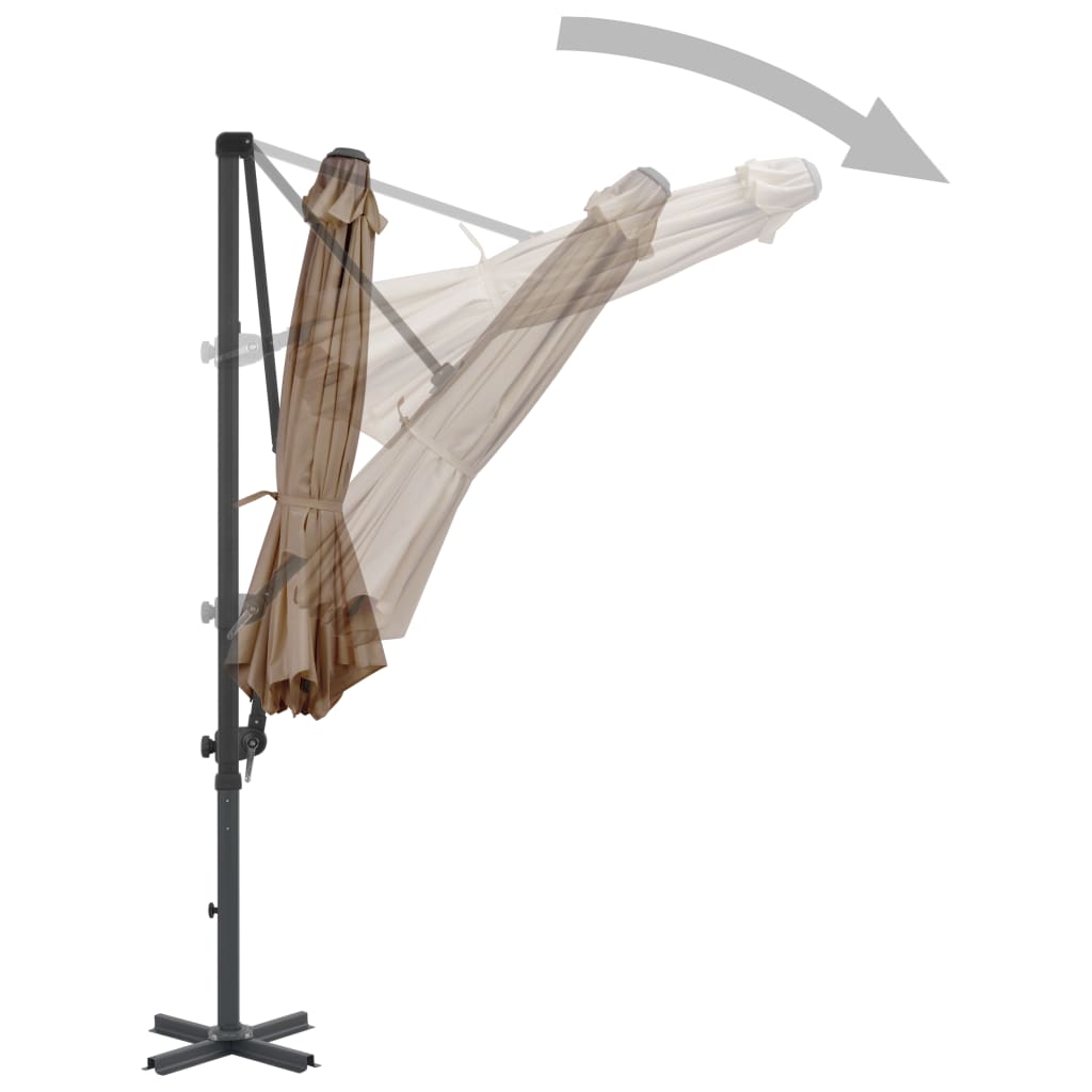 Guarda-sol cantilever c/ poste alumínio 300cm cinza-acastanhado