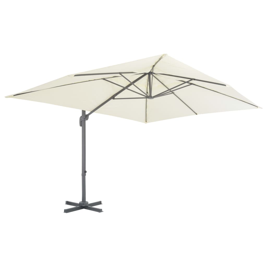 Guarda-sol de jardim cantilever com mastro de alumínio 400x300 cm areia