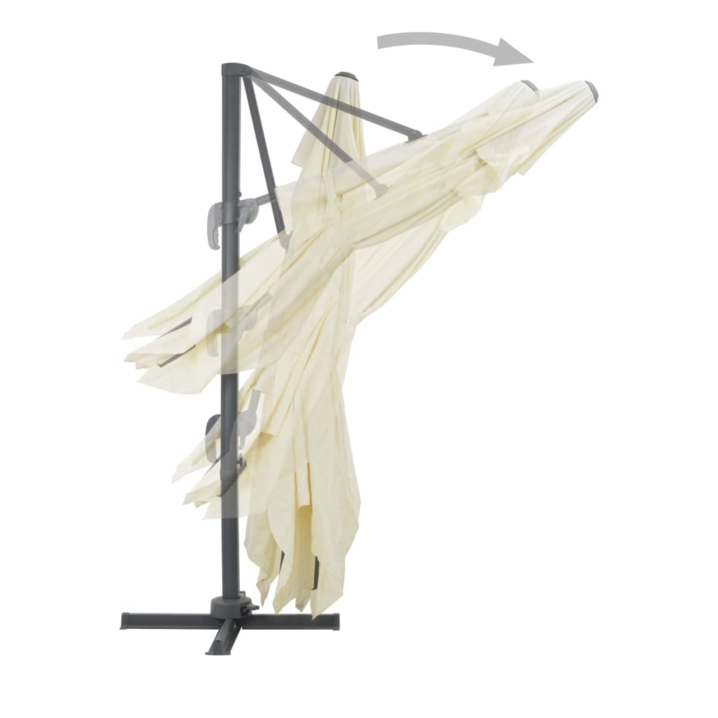 Guarda-sol de jardim cantilever com mastro de alumínio 400x300 cm areia
