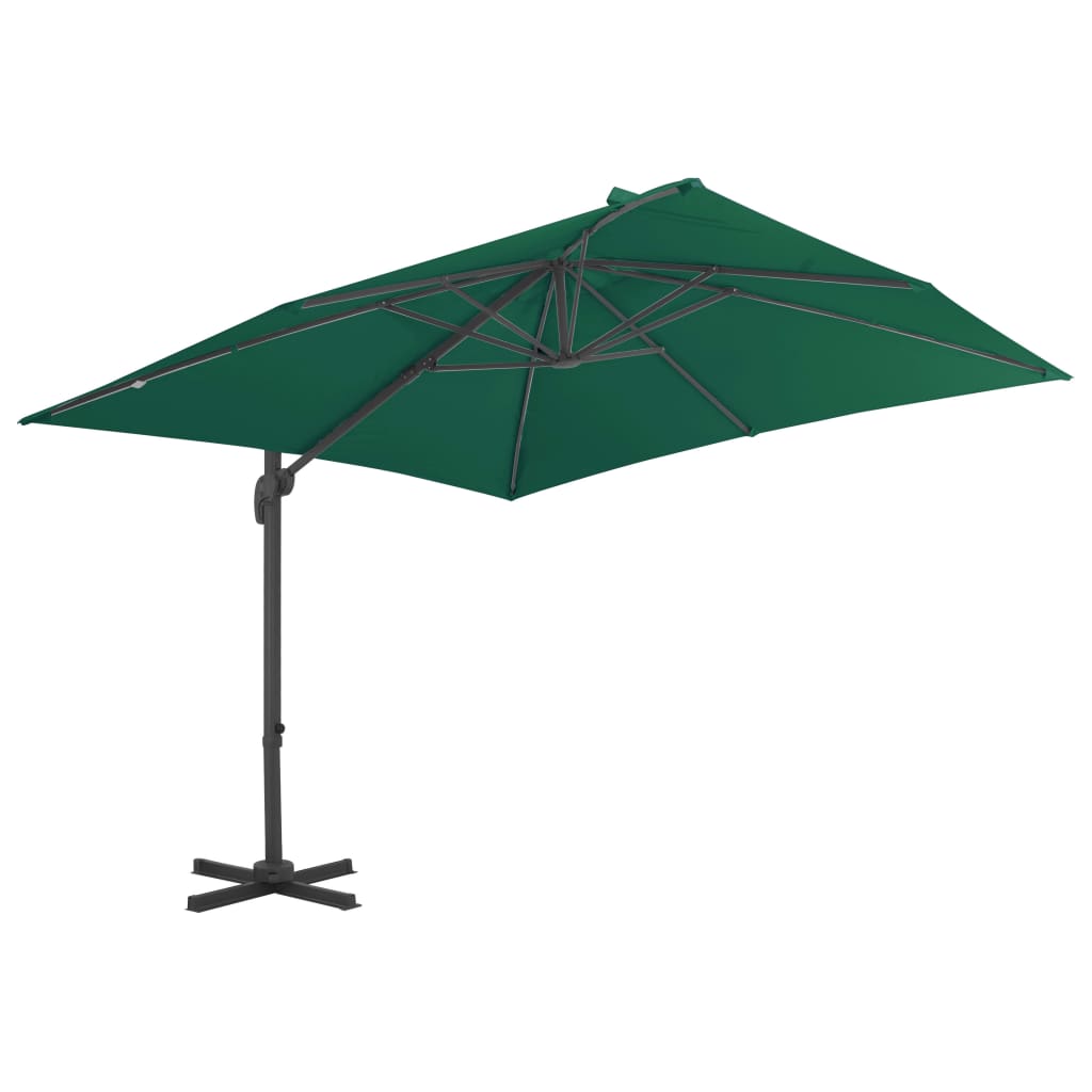 Guarda-sol cantilever com poste alumínio 300x300 cm verde