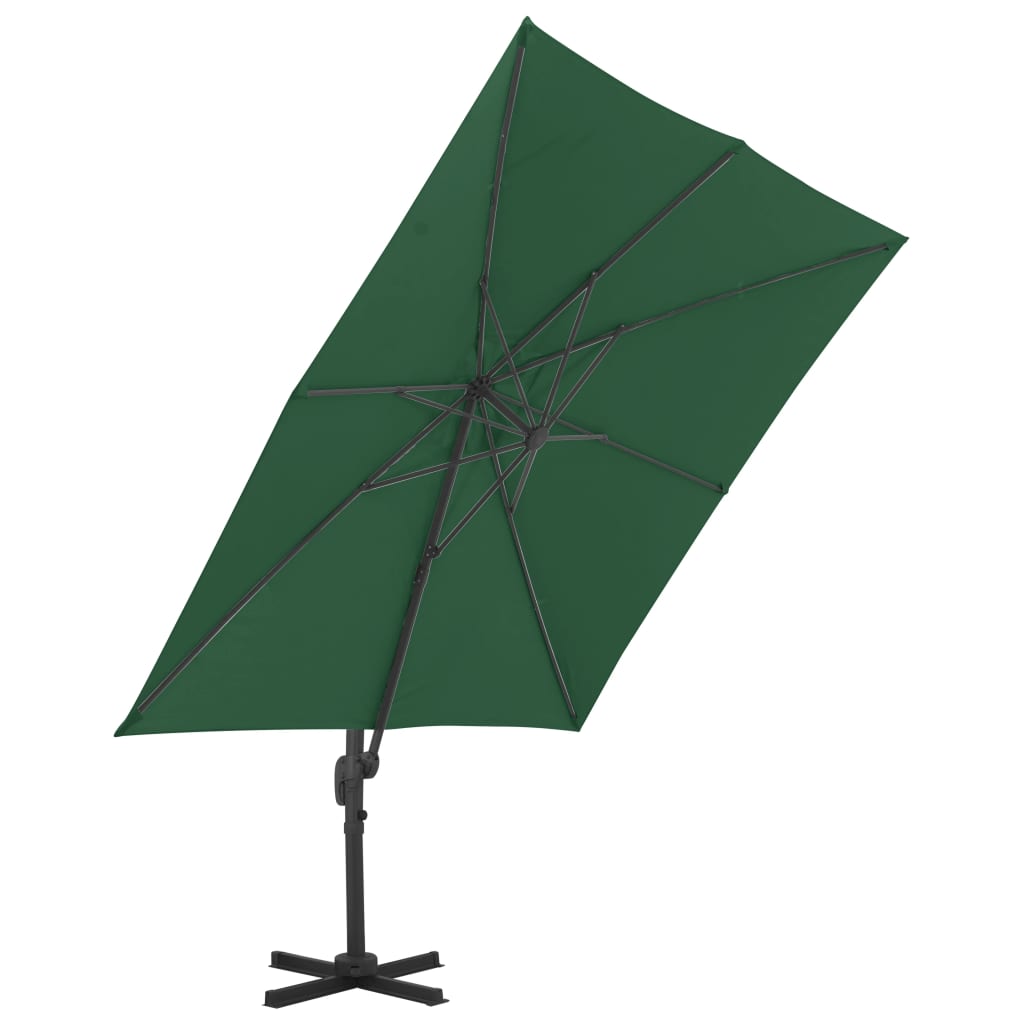 Guarda-sol cantilever c/ poste alumínio 400x300 cm verde