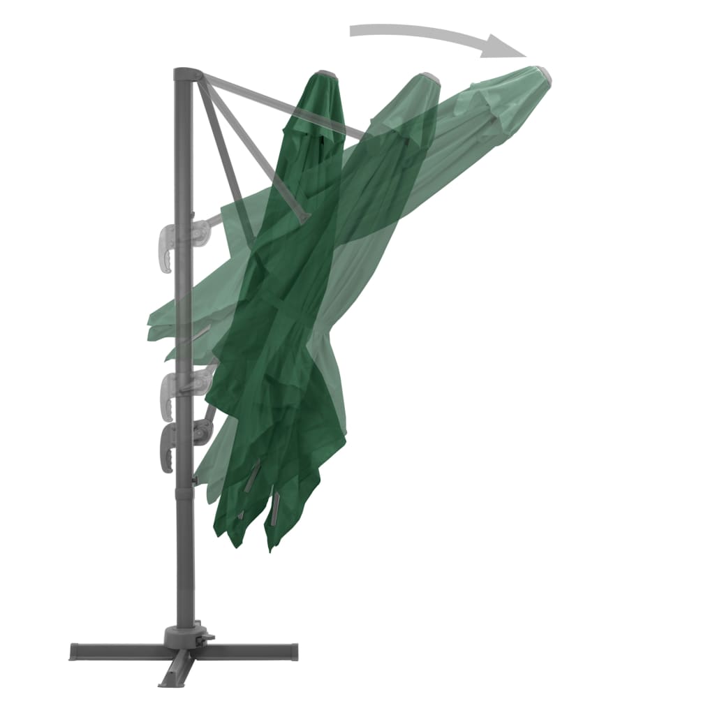 Guarda-sol cantilever c/ poste alumínio 400x300 cm verde