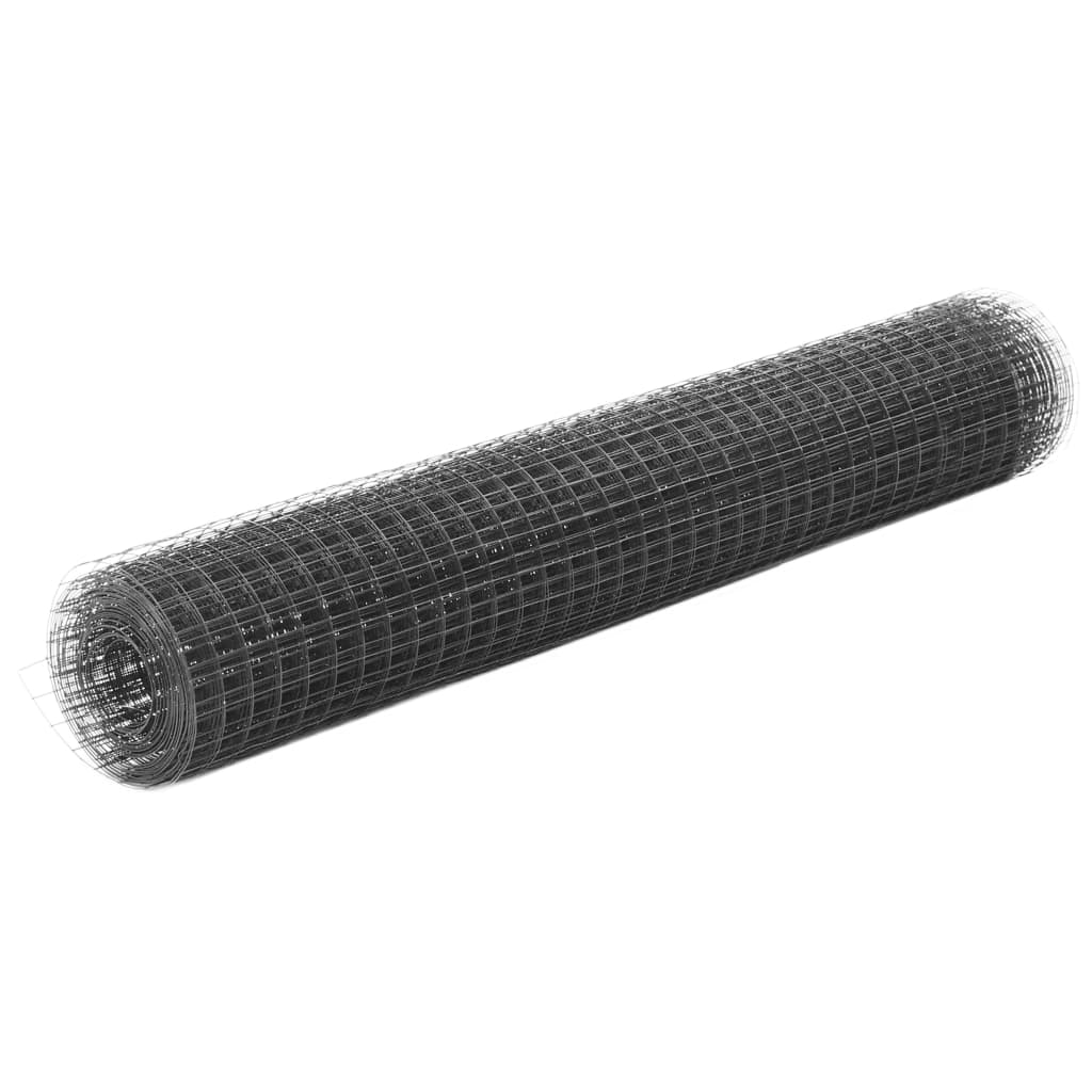 Cerca arame galinheiro 25x1,5m aço c/ revestimento PVC cinzento