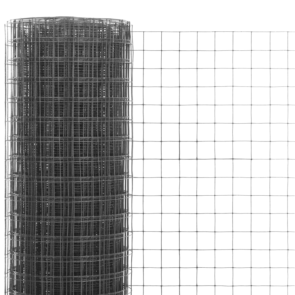 Cerca arame galinheiro 25x1,5m aço c/ revestimento PVC cinzento