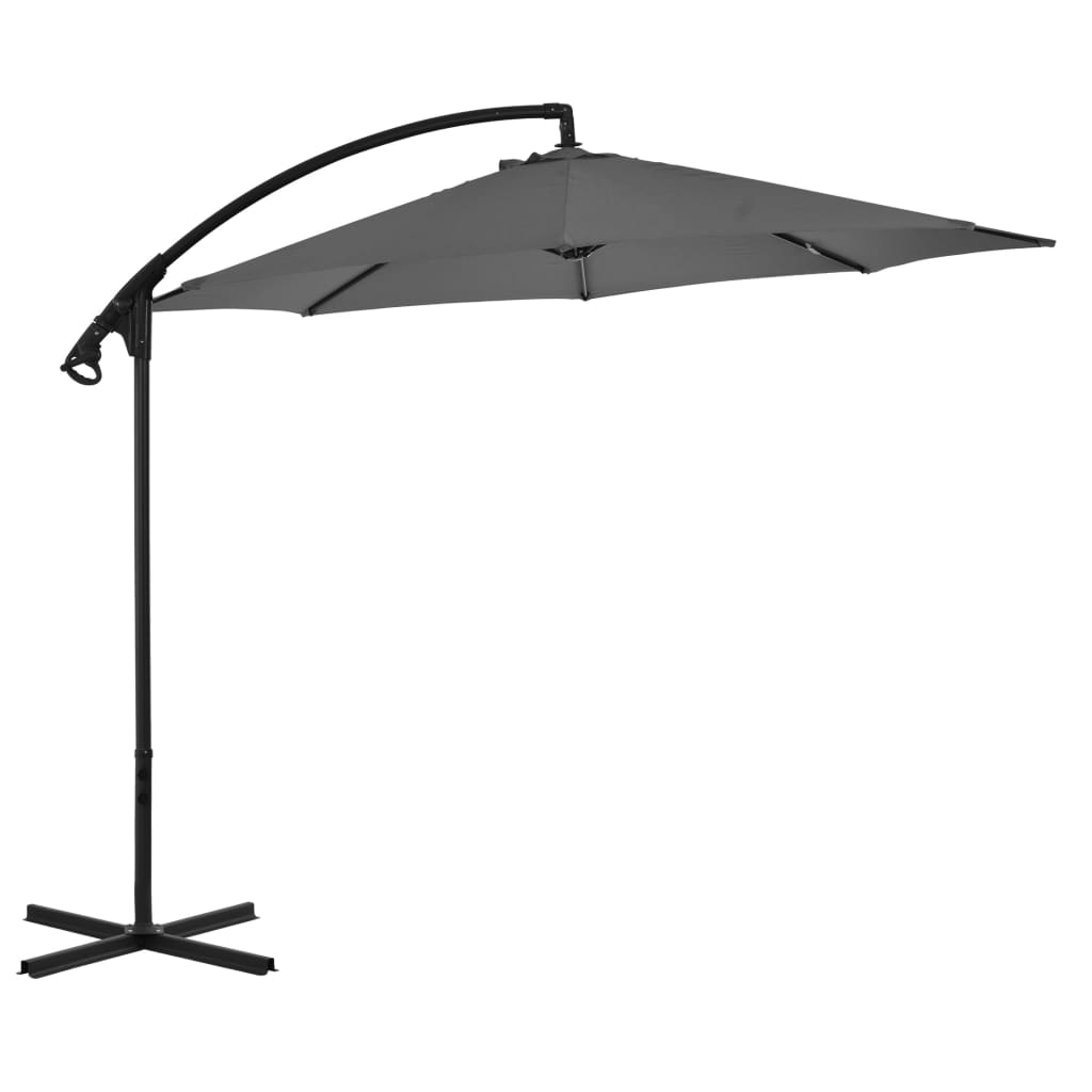 Guarda-sol cantilever com poste de aço 300 cm antracite
