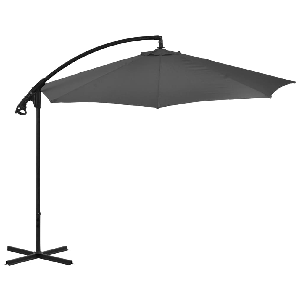 Guarda-sol cantilever com poste de aço 300 cm antracite