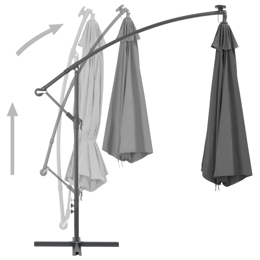 Guarda-sol cantilever com poste de aço 300 cm antracite