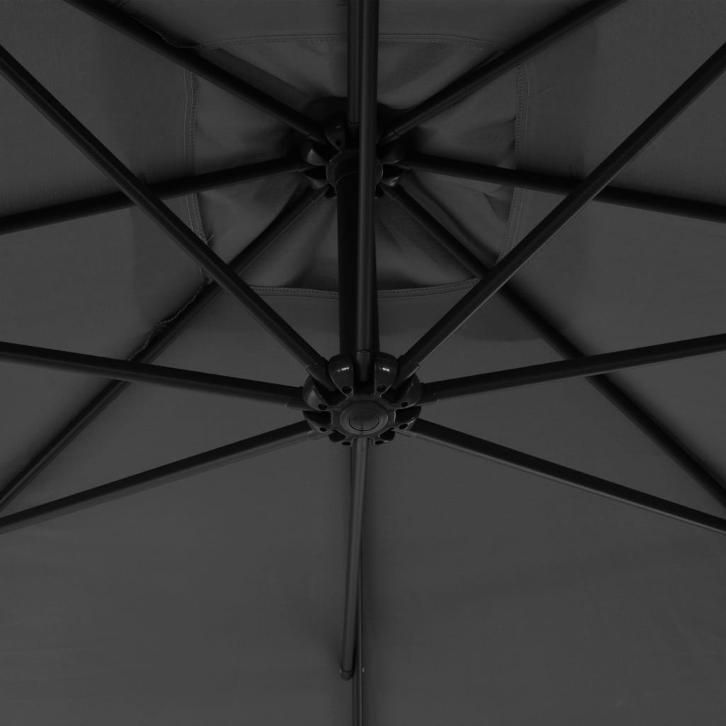 Guarda-sol cantilever com poste de aço 300 cm antracite