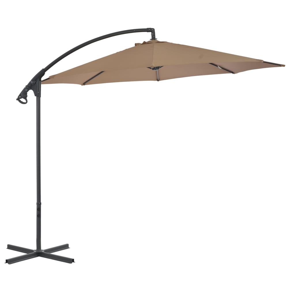 Guarda-sol cantilever com poste de aço 300 cm cinza-acastanhado