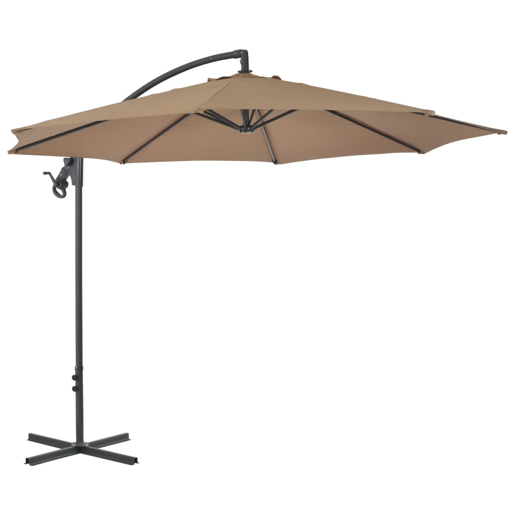 Guarda-sol cantilever com poste de aço 300 cm cinza-acastanhado