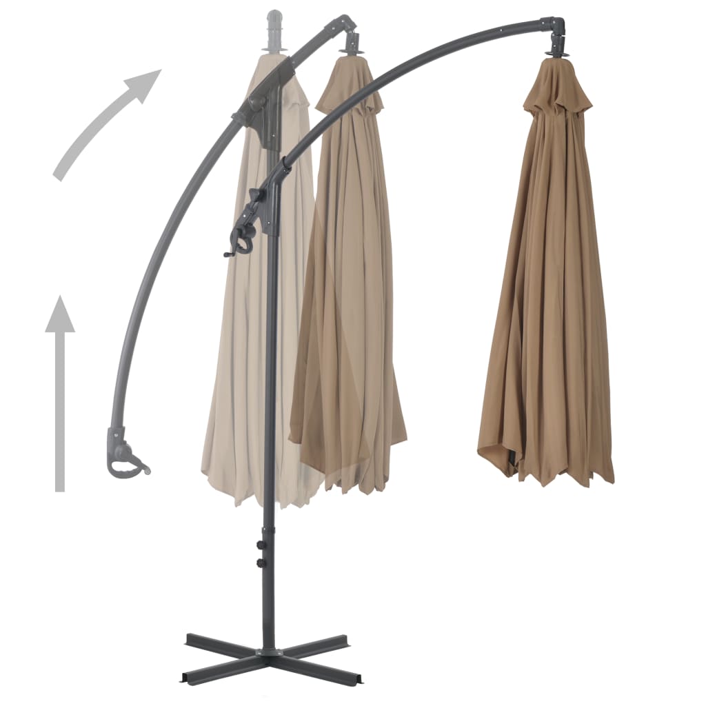 Guarda-sol cantilever com poste de aço 300 cm cinza-acastanhado
