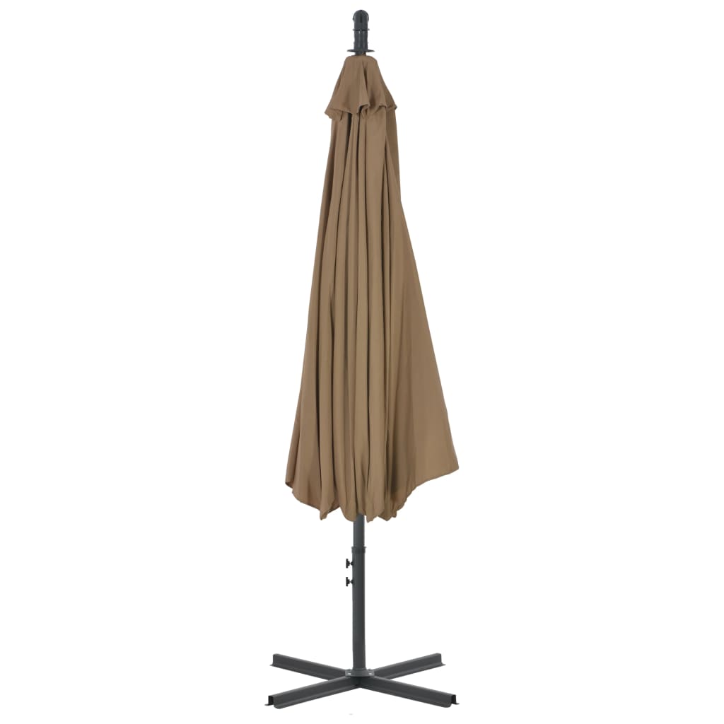 Guarda-sol cantilever com poste de aço 300 cm cinza-acastanhado