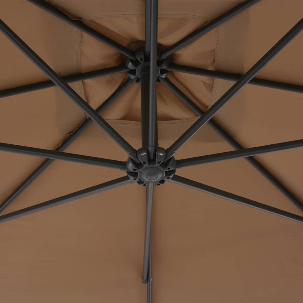 Guarda-sol cantilever com poste de aço 300 cm cinza-acastanhado