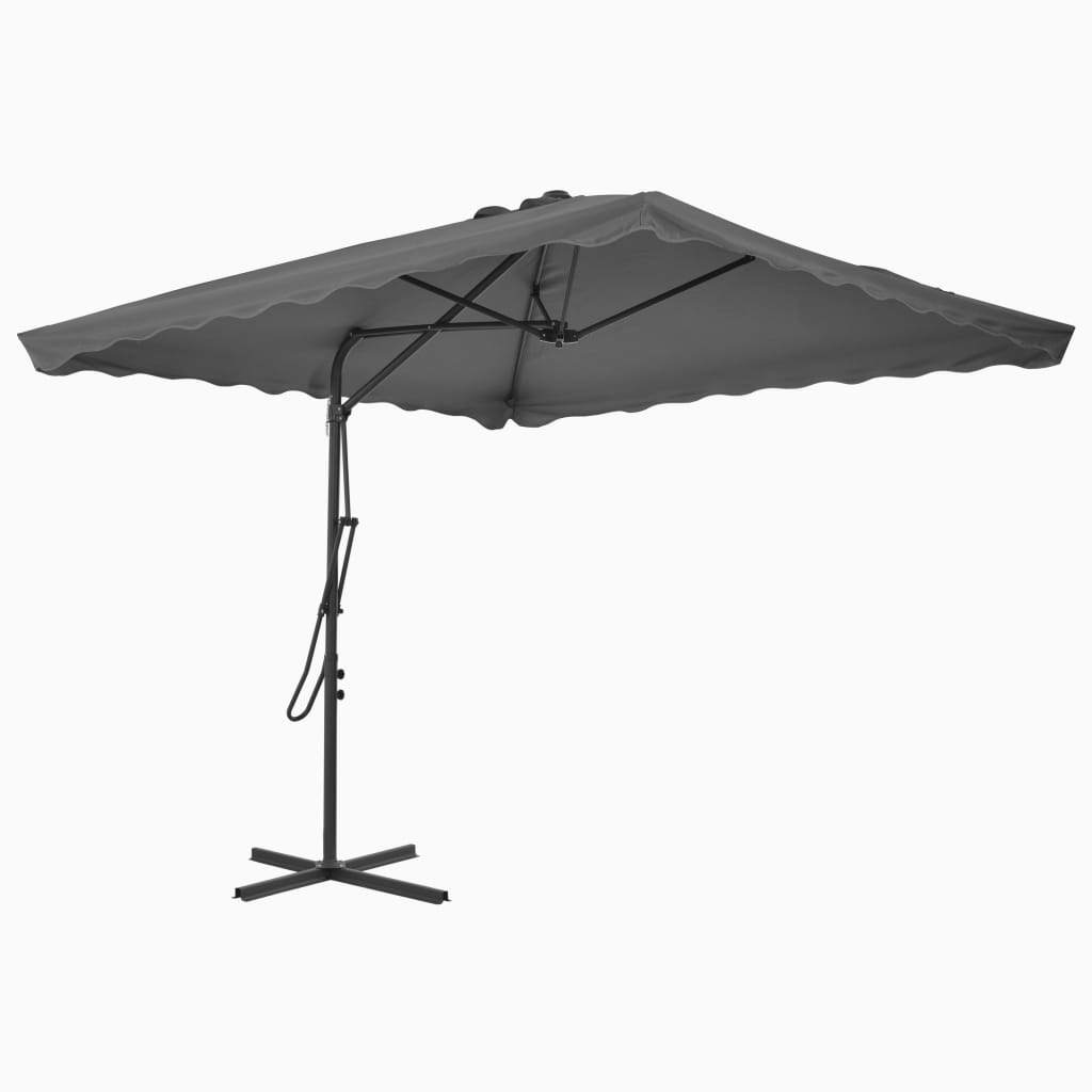 Guarda-sol de exterior com poste em aço 250x250 cm antracite