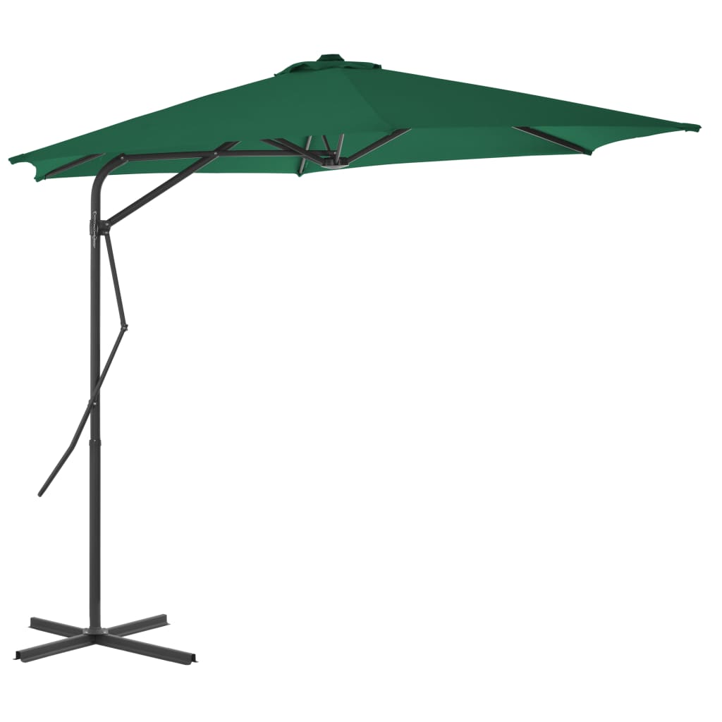 Guarda-sol de exterior com poste de aço 300 cm verde