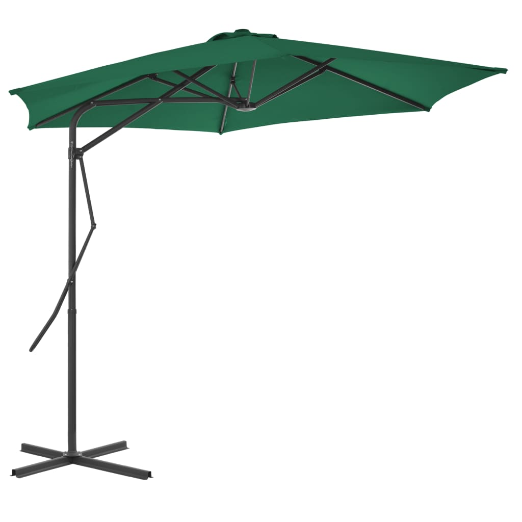 Guarda-sol de exterior com poste de aço 300 cm verde