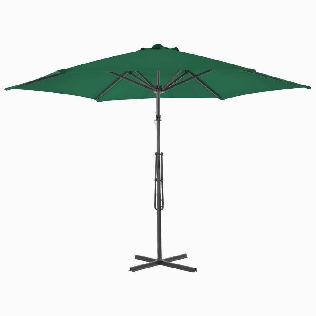 Guarda-sol de exterior com poste de aço 300 cm verde