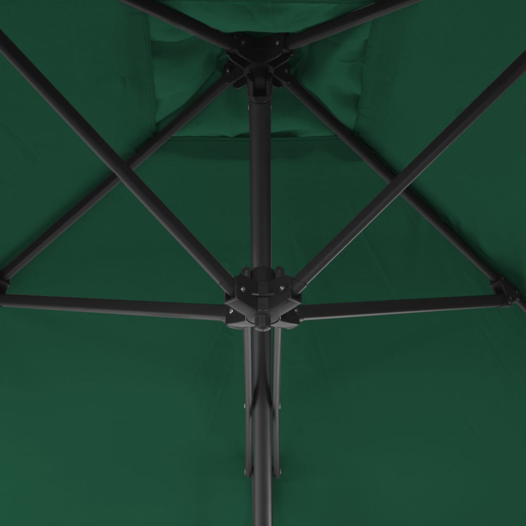 Guarda-sol de exterior com poste de aço 300 cm verde