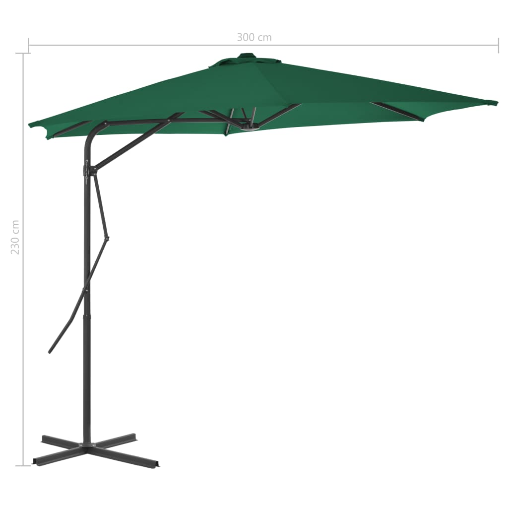 Guarda-sol de exterior com poste de aço 300 cm verde