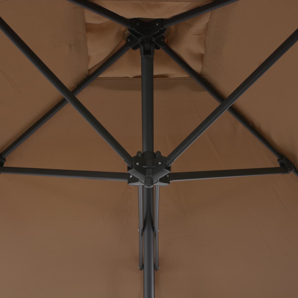 Guarda-sol exterior c/ poste de aço 300 cm cinzento-acastanhado