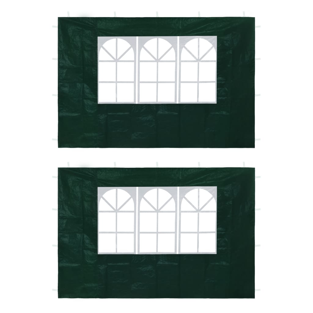 Paredes laterais com janela p/ tenda de festas 2 pcs verde