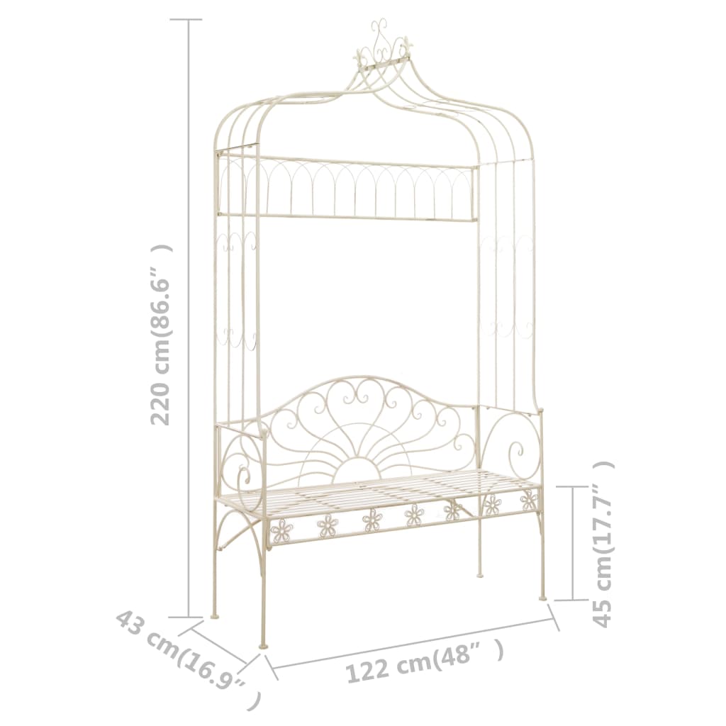 Banco de jardim 122 cm ferro branco antigo