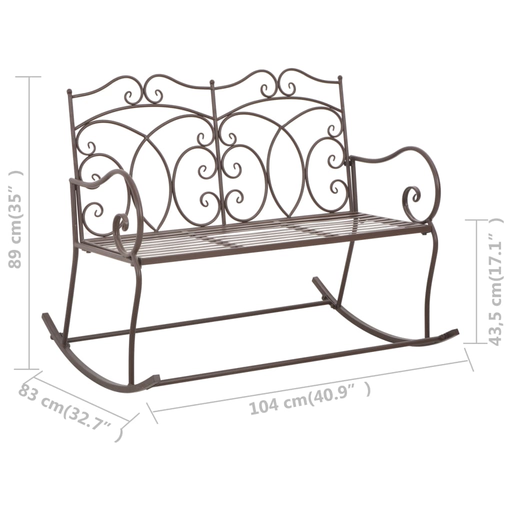 Banco de jardim 104 cm ferro antigo castanho