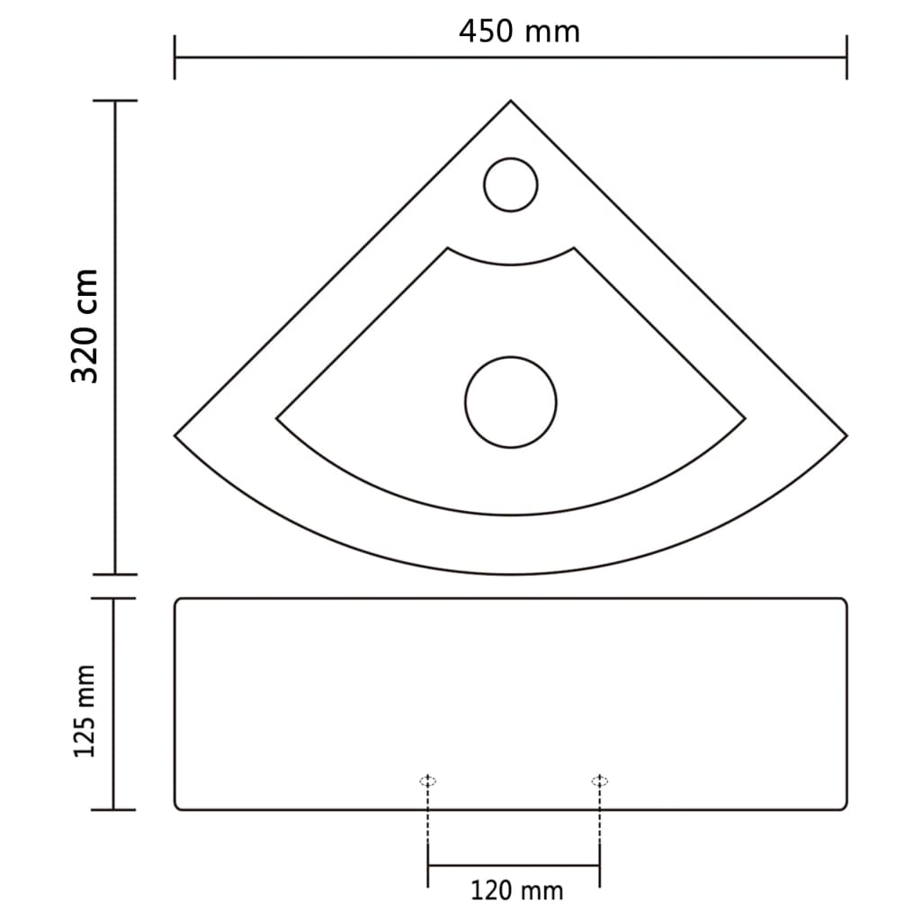 Lavatório com extravasamento 45x32x12,5 cm cerâmica prateado