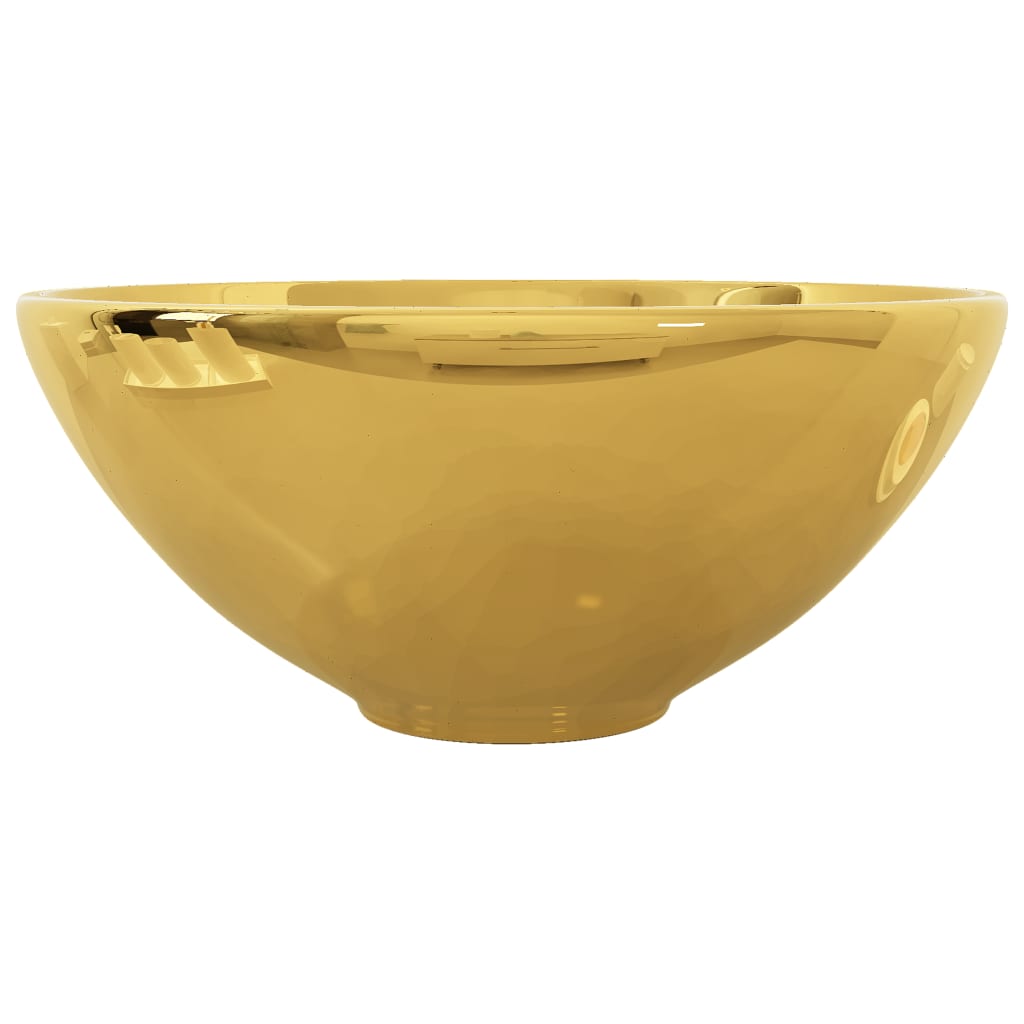 Lavatório 32,5x14 cm cerâmica dourado