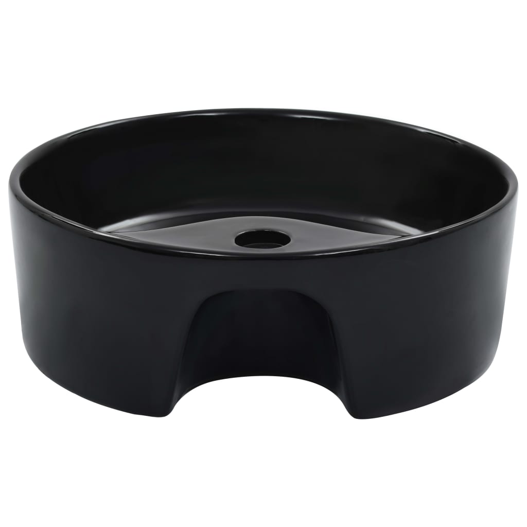 Lavatório com extravasamento 36x13 cm cerâmica preto