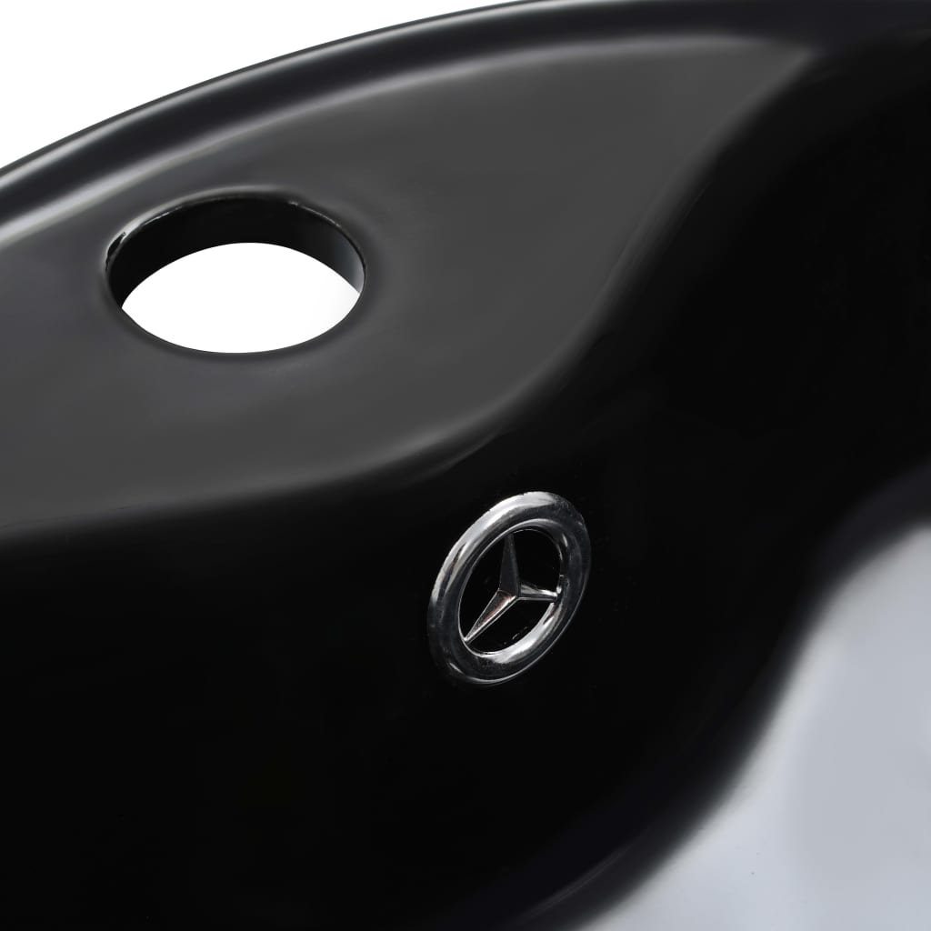 Lavatório com extravasamento 36x13 cm cerâmica preto
