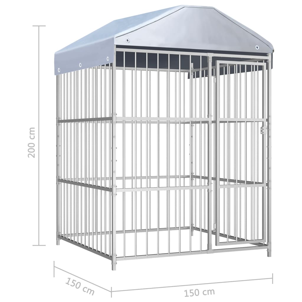 Canil de exterior com telhado 150x150x200 cm