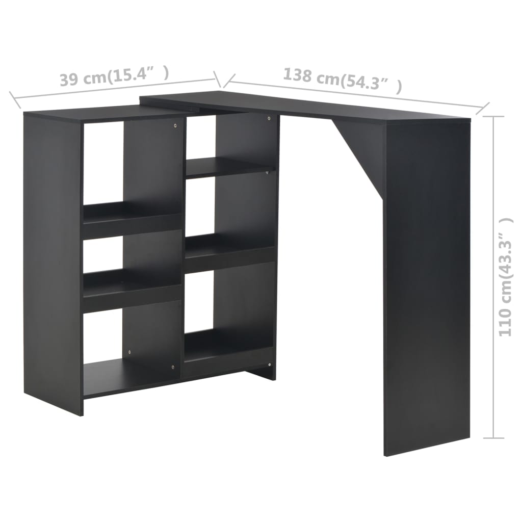 Mesa de bar com prateleira movível branco 138x39x110 cm