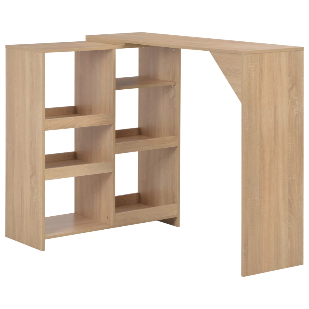 Mesa de bar com prateleira movível branco 138x39x110 cm