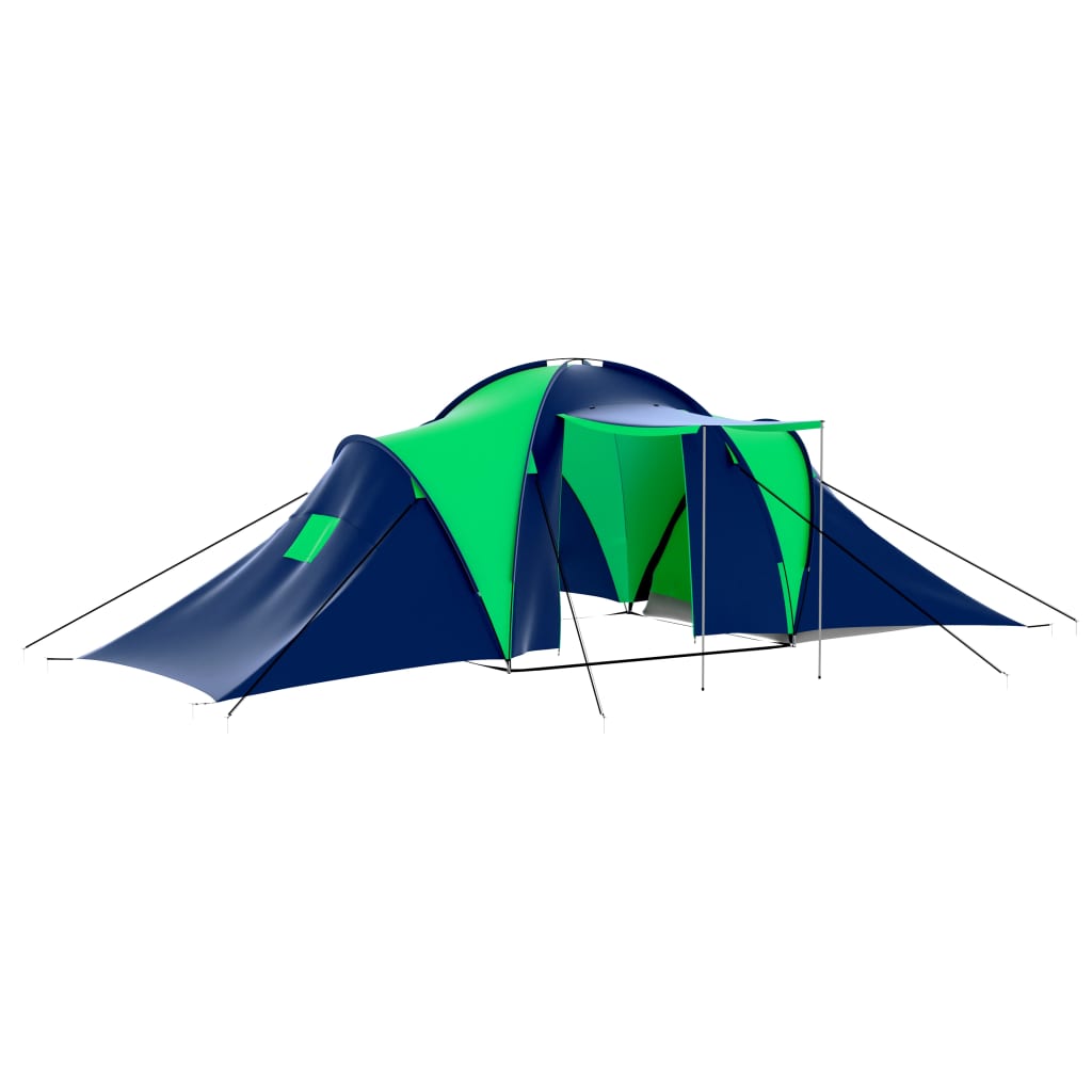 Tenda de campismo 9 pessoas tecido azul e verde