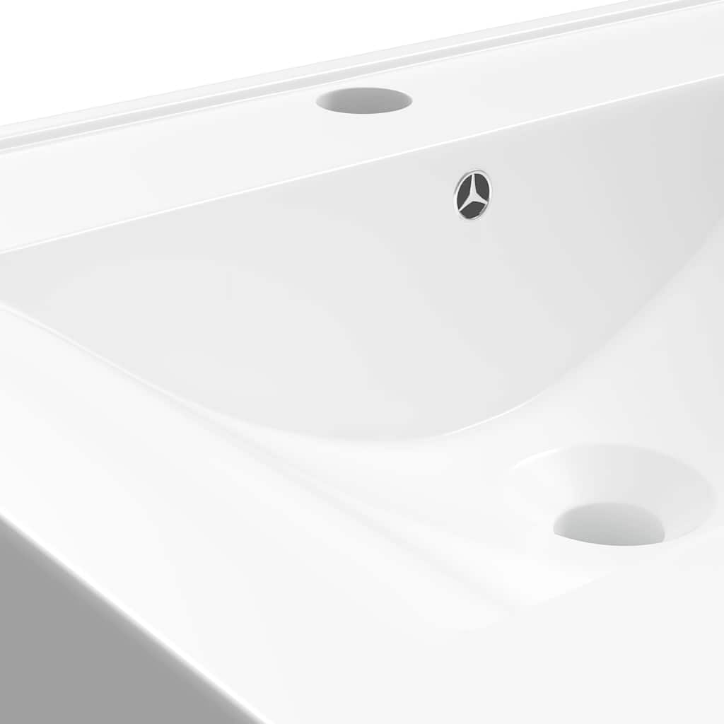 Lavatório cerâmico retangular luxososo branco, furo torneira 60x46cm