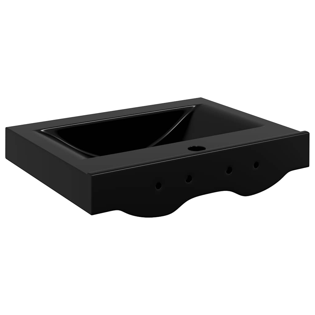 Lavatório cerâmico retang. luxososo preto furo torneira 60x46cm