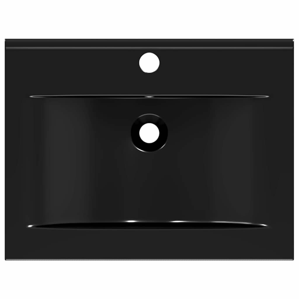 Lavatório cerâmico retang. luxososo preto furo torneira 60x46cm