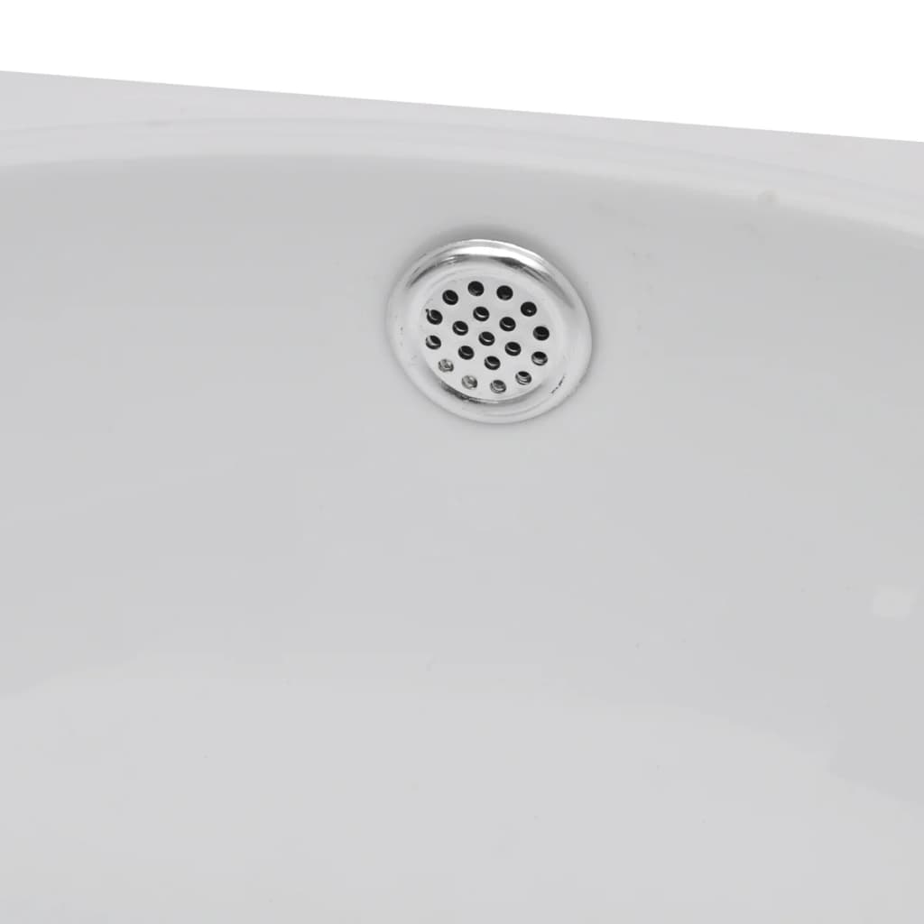 Lavatório cerâmica branco com abertura para torneira e orifício de descarga
