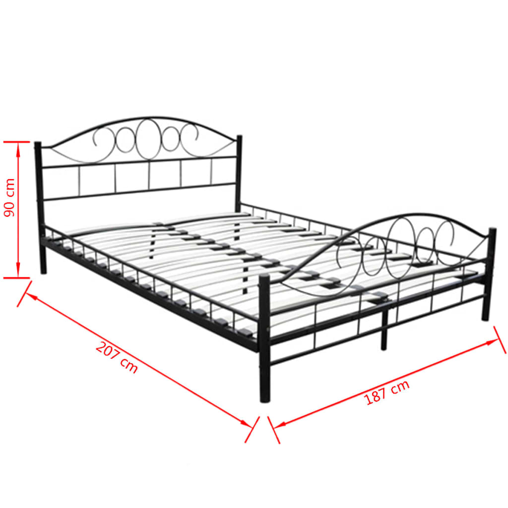 Cama com colchão 180x200 cm metal preto