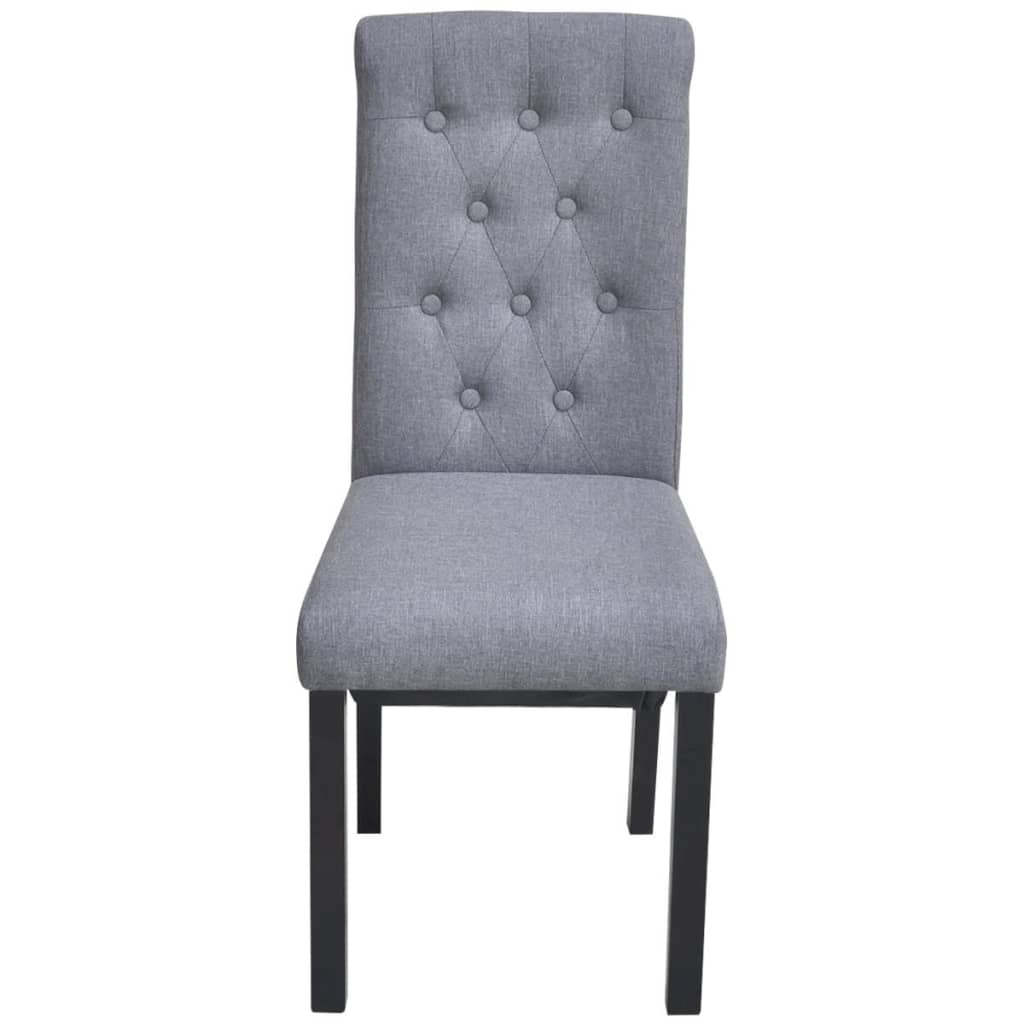 Cadeiras de jantar 4 pcs tecido cinzento-claro