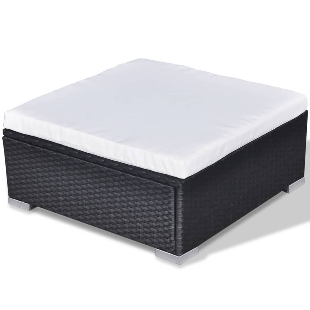 10 pcs conjunto lounge de jardim c/ almofadões vime PE preto