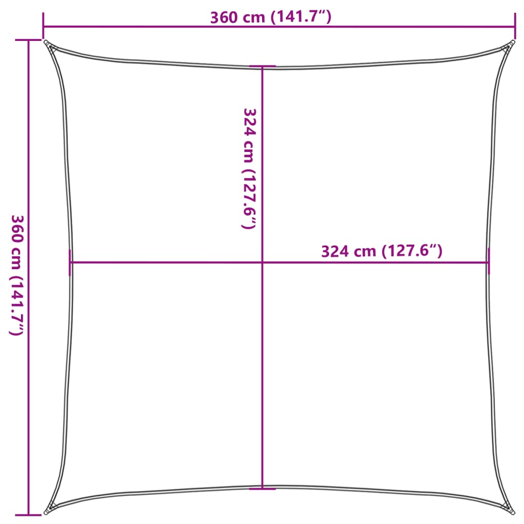 Guarda-sol HDPE quadrada 3.6 x 3.6 x 3.6 m antracite